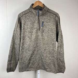 Ruff Hewn Adventure Tech 1/4 Zip Sweater Pullover Brown Outdoors‎ Mens Large